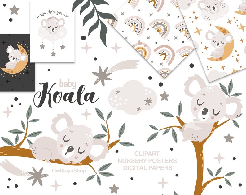 Download Koala Clipart Koala Digital Paper Rainbow Svg Koala Svg Rainbow Seamless Pattern Nursery Posters Kids Clipart Cute Koala Png Commercial Use Drawing Illustration Art Collectibles Kromasol Com