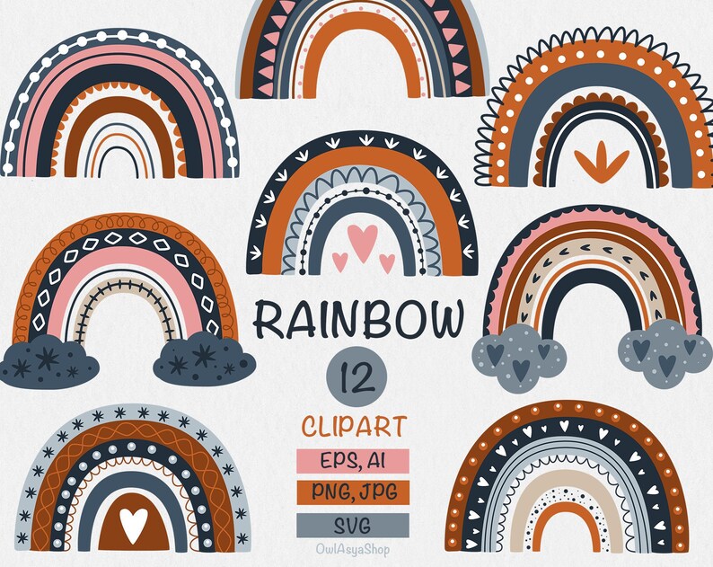 Download Rainbow clipart Rainbow svg Scandinavian clipart Modern | Etsy