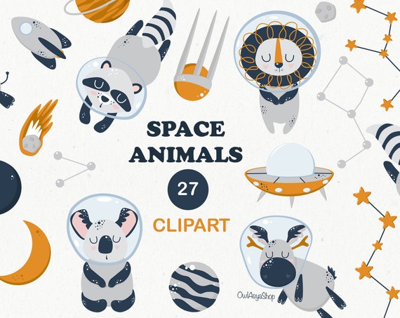 Download Space Animals Clipart Animal Svg Baby Animals Vector Cute Etsy