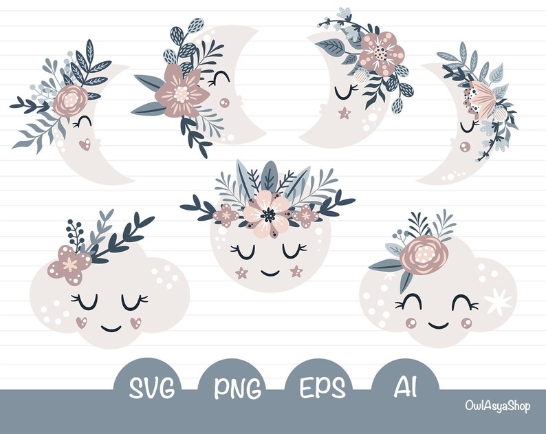 Download Moon svg files for cricut Cloud svg Phase moon clipart ...