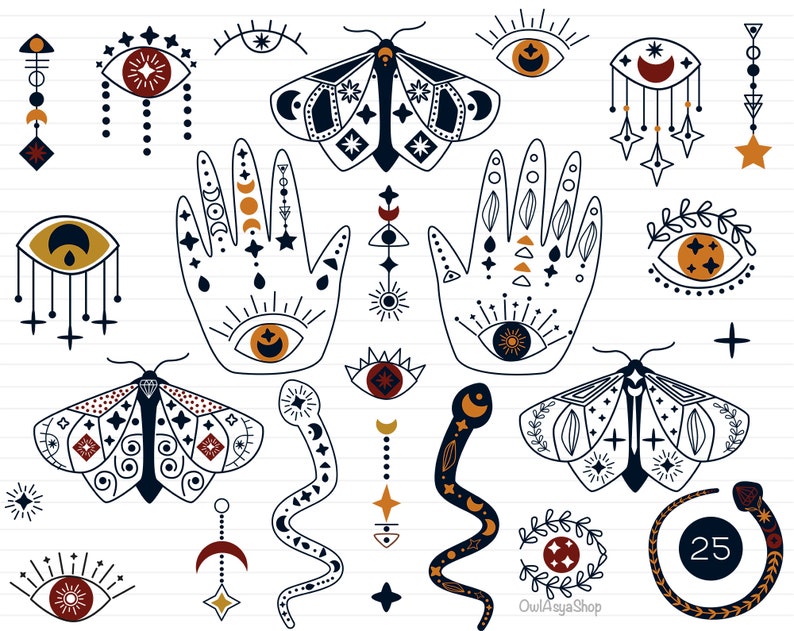 Download Mystical clipart Moth svg Celestial clipart Magic set Moon ...