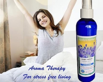 Lavender Body Spray, room/linen freshener, perfume, cologne & for car 8 oz. natural therapeutic fresh green floral. Sleep well with lavender