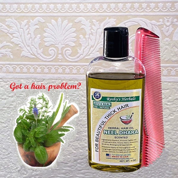 Neel Dhara Pflanzen-Haaröl, 4 oz. Natürliche therapeutische Qualität beste Haarpflege mit wohltuenden Kräutern für maximalen Haarwuchs. Wunderbares Aroma.