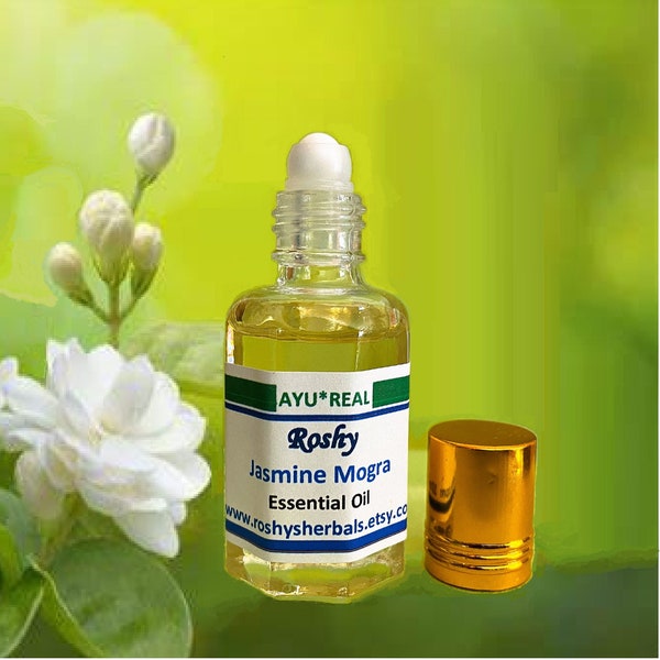 Jasmine Mogra Essential Oil, 10 ml, 100% natural, uncut, great, therapeutic. For aroma burner or dab it on skin, add to cream, spray & soap.