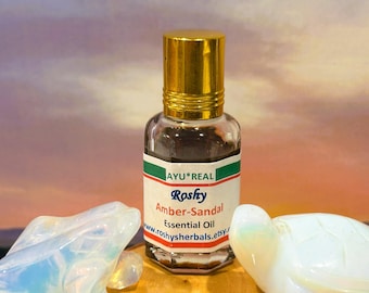Amber-Sandalwood Essential Oil: 10 ml. Natural therapeutic warm woody resinous aroma. For diffuser, roll-on, cream & soap. Anointing vegan.