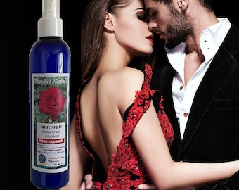 Kashmiri Rose Body Spray: 8 oz. Natural water base perfume, cologne. Therapeutic very Rosey scent. Room & car freshener. Romance with Rose.