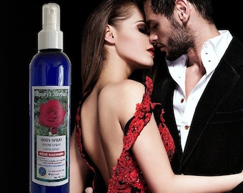 Rose Kashmiri Body Spray, room/linen freshener, perfume, cologne & for car 8 oz. natural therapeutic very Rosey scent. Romance with the rose