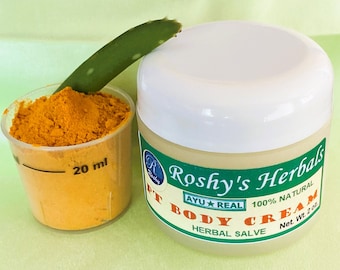 PT Körpercreme: 2 oz. Natürliches Sandelholz, Kurkuma, Aloe. Wasserfreie Creme für glatte, klare Haut. Super fürs Gesicht. Färbt nicht ab. Genial