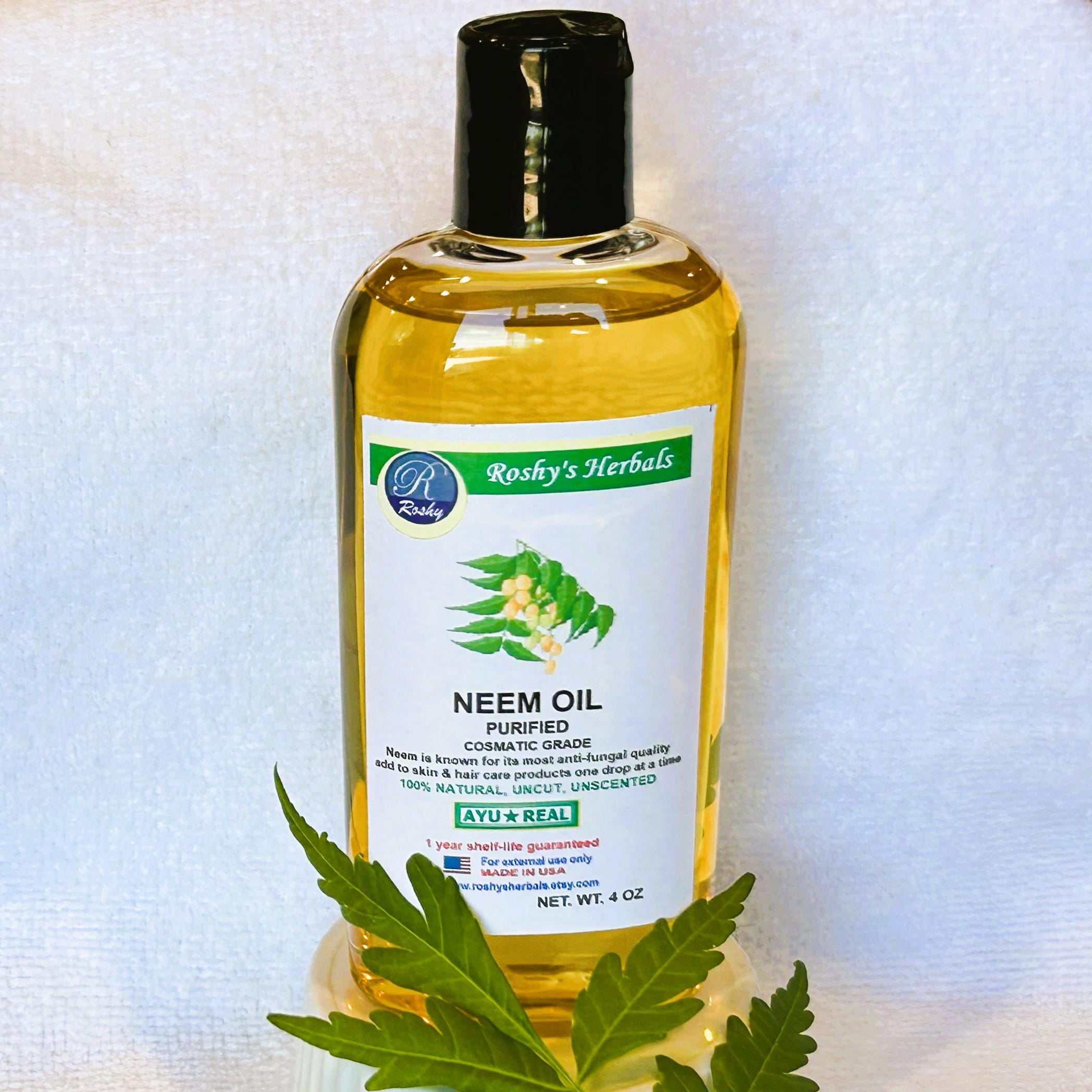 Neem Oil: 4 oz. 100% Natural, filltered premium quality cosmetics grade, cold pressed oil. Add to lotion, creams and soap.