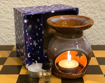 Duftöl-Brenner: Pack #2, enthält Brenner, ätherisches Öl & Kerze. Alle Zubehörteile enthalten, um das Zuhause mit Duft zu erfrischen. Lufterfrischer.