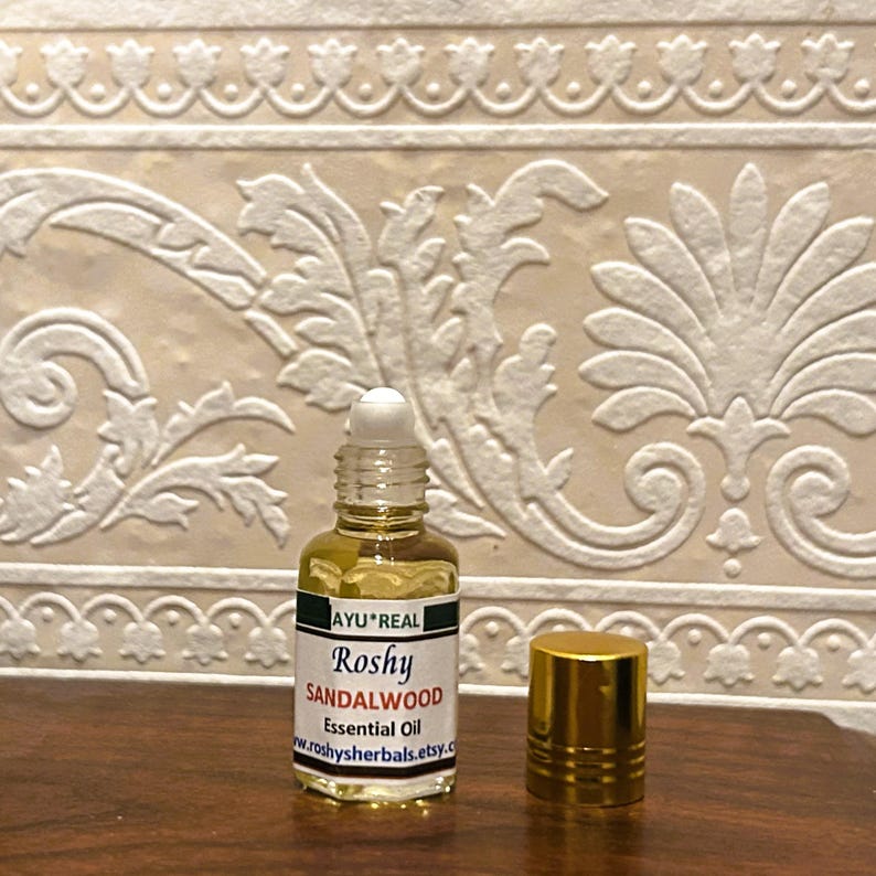 Mysore Sandalwood Essential Oil (H): 5 ml. Natural, high-end aromatherapy oil with earthy sweet woody aroma. Roll-on skin & add to cream. image 3