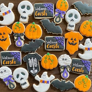 1 dozen spooky baby shower cookies