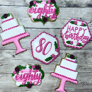 1 dozen Floral birthday cookies