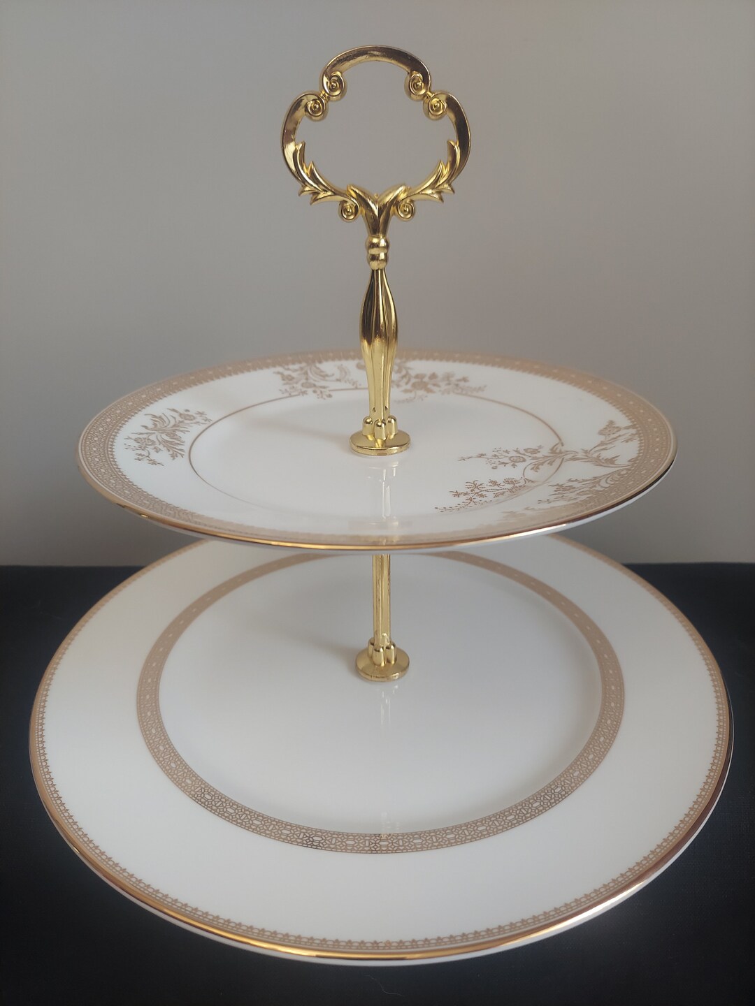 Vera Wang by Wedgwood Lace Gold 2-tiered Serving Tray - Etsy