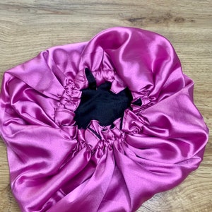 Reversible satin hair bonnet, double sided satin hair bonnet, satin hair bonnet for adult women