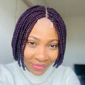 Glueless Bob Braidwig 10/11 inches, Short Braided Bob wig, Braidwigs for African women, Ghana weaving braidwig, Fulani weave braidwig