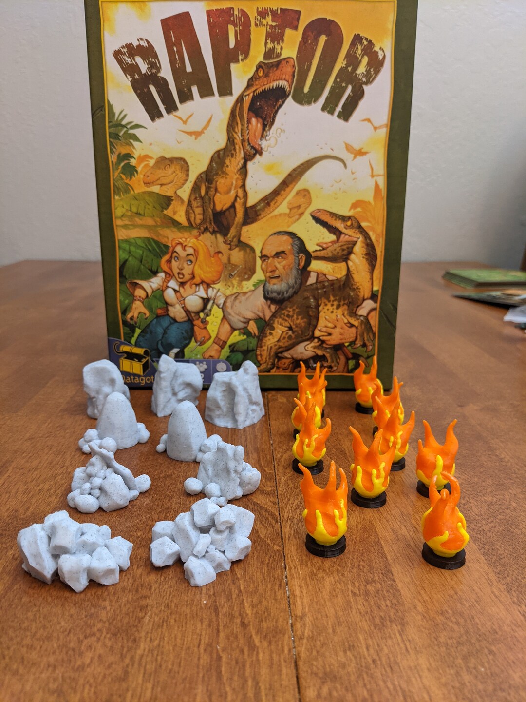 Raptor Board Game Token Upgrade Flame and Boulder Miniatures 3D Printed