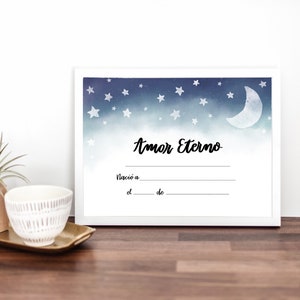 Certificado de Vida | Amor Eterno-cadeau babyverlies | Certificaat van leven Spaans INSTANT DOWNLOAD