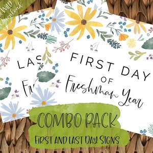 First Day of Freshman Year Sign | High School or College Freshman Last-minute Printable | Boho Wildflower Back to School INSTANT DOWNLOAD