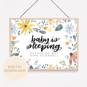 Baby Sleeping Print | Please Do Not Knock Door Sign | Do Not Disturb Sign | Naptime No Soliciting Sign | Front Door Hanger INSTANT DOWNLOAD