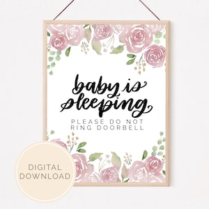 Baby Sleeping Print | Please Do Not Knock Door Sign | Do Not Disturb Sign | Naptime No Soliciting Sign | Front Door Hanger INSTANT DOWNLOAD