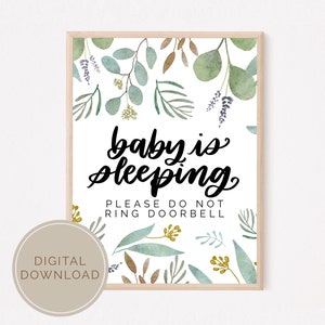 Baby Sleeping Print | Please Do Not Knock Door Sign | Do Not Disturb Sign | Naptime No Soliciting Sign | Front Door Hanger INSTANT DOWNLOAD