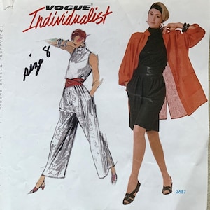 May include: A sewing pattern for a jacket, trousers, shorts, top, and belt. The pattern is from Vogue American Designer and is number 1739. The pattern includes instructions and size charts for sizes 8 to 16.