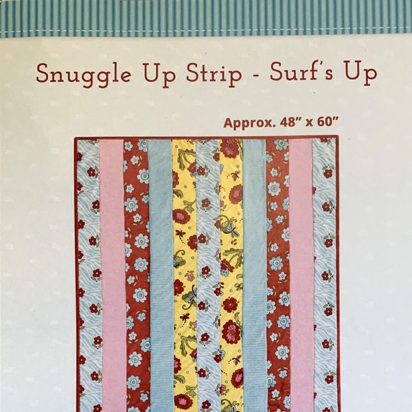 2012 My Lazy Daisy Pattern,  Snuggle Up Strip - Surf's Up,  Minky Quilt, 48" x 60"