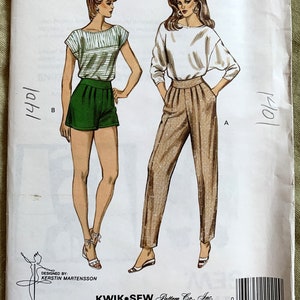 Vintage 1980&#39;s Kwik Sew Pattern 1401/1402, Misses&#39; Pants and Shorts, UNCUT/FF, Size 6-8-10-12 or Size 14-16-18-20