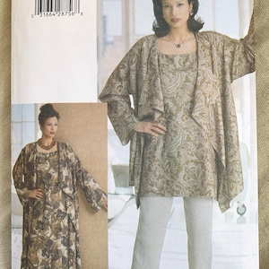 Vintage 1990&#39;s Vogue Pattern 9960, Diseñadora Americana, Karen Nye, Caftan y Pantalones de Misses, UNCUT/FF, Talla L-XL