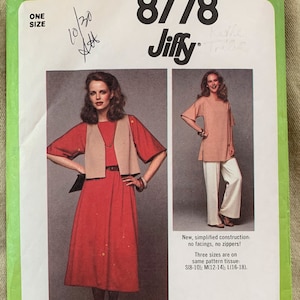 Vintage Simplicity Jiffy Pattern 8778, Misses&#39; Dress/Tunic/Vest, CUT, One Size (S,M,L)