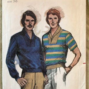 Vintage 1980&#39;s Butterick Pattern 3314, Men&#39;s Tops, CUT, Size 36