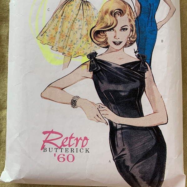 Vintage 2000's Butterick Retro '60 Pattern 6582,  Misses' Dress and Belt, CUT, Size 6-8-10