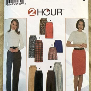 May include: Simplicity sewing pattern 7693 for skirts in sizes 8, 10, 12, and 14. The pattern includes five different skirt styles: a leopard print skirt, a red skirt, a plaid skirt, a black skirt, and a gray skirt. The pattern also includes instructions for making the skirts.