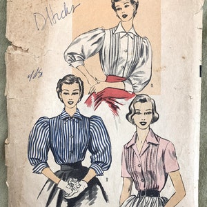 RARE Vintage 1950&#39;s Advance Pattern 6514, Misses&#39; Blouses, CUT, Size 14, Bust 32
