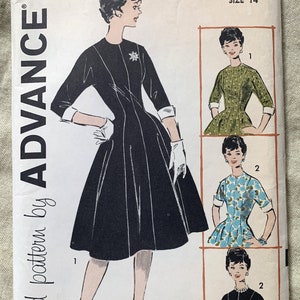 Vintage 1960's Advance Pattern 9277, Misses' Dress, UNCUT/FF, Size 14