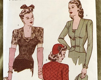 Vintage 2000's Butterick Retro '43 Pattern 6701,  Misses'/Misses' Petite Blouse, UNCUT, Size 18-20-22