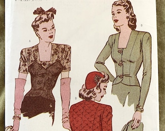 Vintage 2000&#39;s Butterick Retro &#39;43 Pattern 6701,  Misses&#39;/Misses&#39; Petite Blouse, UNCUT, Size 18-20-22