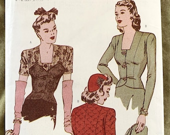 Vintage 2000's Butterick Retro '43 Pattern 6701,  Misses'/Misses' Petite Blouse, UNCUT, Size 18-20-22