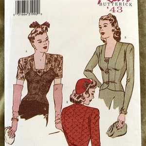 Vintage 2000&#39;s Butterick Retro &#39;43 Pattern 6701,  Misses&#39;/Misses&#39; Petite Blouse, UNCUT, Size 18-20-22