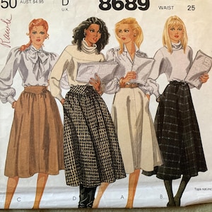 Vintage 1980&#39;s McCall&#39;s Pattern 8689, Misses&#39; Skirts, CUT, Size 10, Waist 25