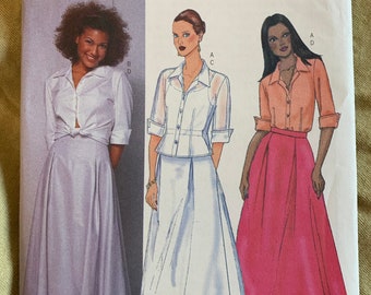 Vintage Butterick Pattern 6572, Misses&#39; Shirt/Skirt, Size 6-8-10. 12-14-16, or 18-20-22
