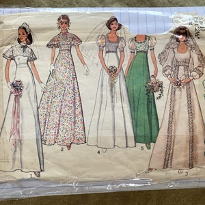 Vintage 1970&#39;s Simplicity Pattern 6840, Wedding Dress/Bridesmaid Dress/Prom Dress, CUT, Miss Size 10, Bust 32.5