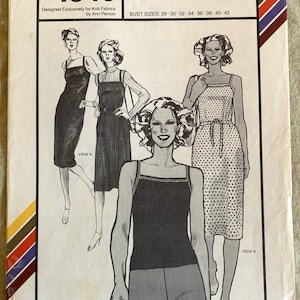 Vintage 1970&#39;s Stretch & Sew Pattern 1540, Camisole Dress and Top, UNCUT, Bust Sizes: 28-42