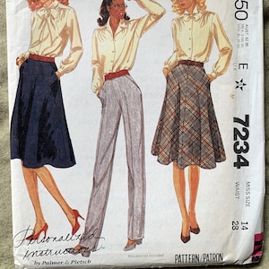 Vintage McCall&#39;s-patroon uit de jaren 80 7234, rok en broek van juffrouw, ONBESNEDEN/FF, maat 14, taille 28