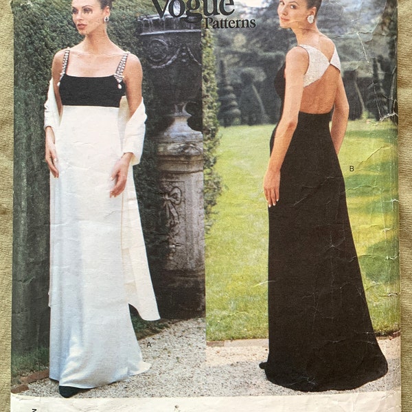 Vintage 1990's Vogue Pattern 1903, American Designer, Badgley Mischka, Misses' Dress, CUT, Size 8-10-12