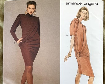 Vintage 1990's Vogue Pattern 2536, Paris Original, Emanuel Ungaro, Misses' Dress, UNCUT/FF, Size 14