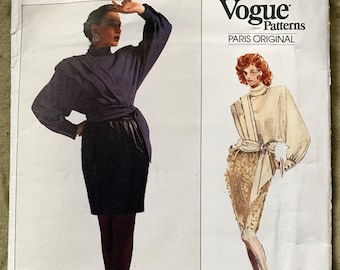 Vintage 1980's Vogue Pattern 2151, Paris Original, Emanuel Ungaro, Top y falda de Misses, UNCUT/FF, Talla 8
