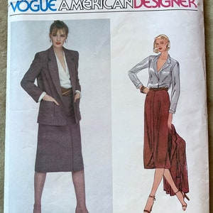 Vintage 1970&#39;s Vogue Pattern 2270, American Designer, Calvin Klein, Jaqueta/Saia/Blusa Misses, CORTE, Tamanho 14