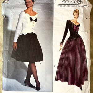 Vintage 1990&#39;s Vogue Pattern 1015, Bellville Sassoon, Misses&#39; Top and Skirt, CUT, Size 10 or Size 12